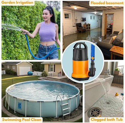 Limodot Submersible Water Pump With 25ft. Hose Kit, Sump Pump, Utility Pump with 25-Foot Power Cord, 4000GPH, Portable Water Pump for Swimming Pools, Garden Ponds, Basements, Multi-Purpose Drainage