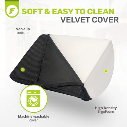 ErgoFoam Foot Rest for Under Desk at Work Adjustable - Chiropractor-Endorsed, High-Density Foam, Velvet (Black)