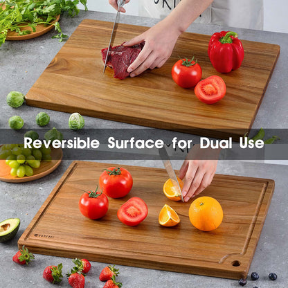 Extra Large Acacia Wood Cutting Board 20 x 14 Inch - Caperci Better Kitchen Chopping Board with Juice Groove & Handle Hole for Meat (Butcher Block) Vegetables and Cheese