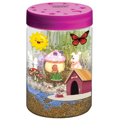 Nature Bound Light-Up Terrarium Kit with LED Light for Kids - Includes Puppy Animal Theme - STEM Science Kit for Boys & Girls - Plant Gardening Gifts for Children (Pink)