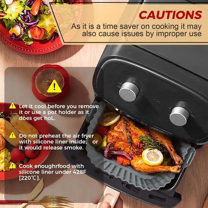 Buauty 3 Pack Air Fryer Silicone Liners 8inch Air Fryer Silicone Pot Reusable Food Grade Silicone Airfryer Liners Baking Basket Accessories Replacement of Flammable Disposable Parchment Paper