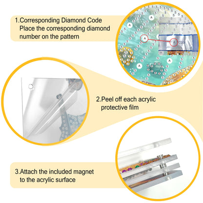 Ginfonr DIY Acrylayers Diamond Art Painting Kit for Adults, Owl 4-Layer Acrylic Magnetic Diamond Painting Stand Up Tabletop Decor with Dynamic Depth Effect, Home/Office Craft Gift 4x6 inch
