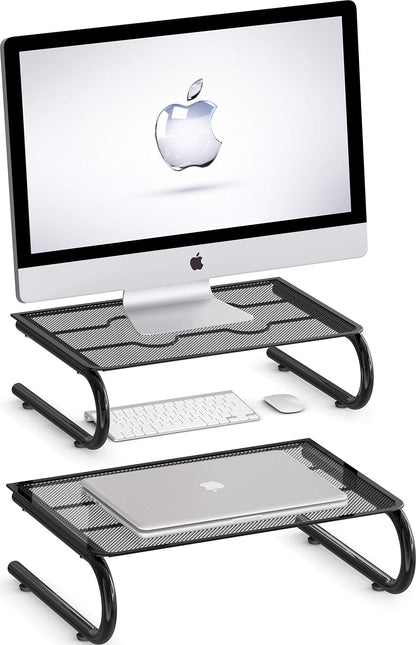 Simple Houseware Mesh Monitor Stand Riser, Black, 2 Pack