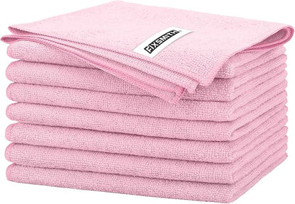FIXSMITH Pink Microfiber Cleaning Cloth -Pack of 8, Highly Absorbent Cleaning