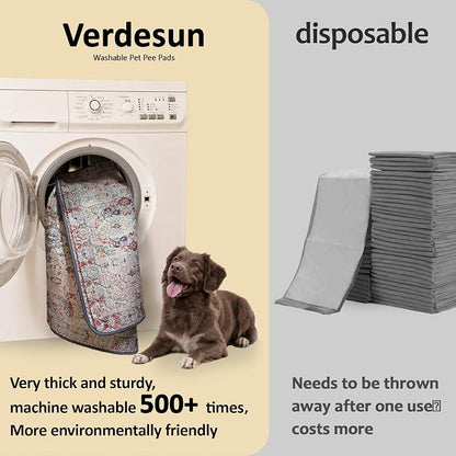 Washable Pee Pads for Dogs, Reusable Puppy Potty Training Pads, Ultra-Absorbent Thick Waterproof Leak-Proof Non-Slip Pads & Mat for Crate, Playpen, Floor, Whelping & Housebreaking , 2 Pack 24"x48"
