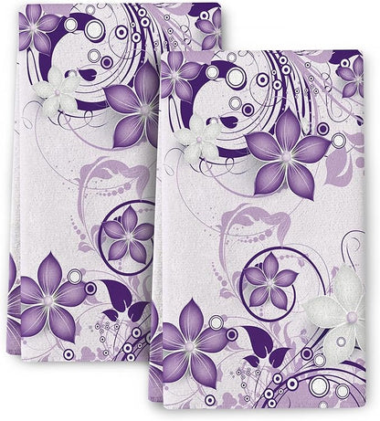 Purple Floral Kitchen Towels