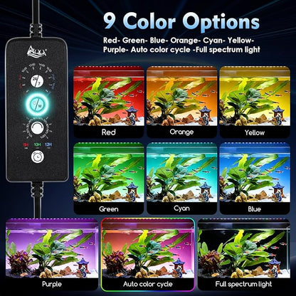 AQQA LED Aquarium Light 48W for 32-40 Inch Fish Tank, 24/7 Mode&DIY Mode Full Spectrum Fish Tank Light, IP68 Waterproof High Lumen Aquarium Plant Light, Adjustable Brightness/Timer, Memory Function