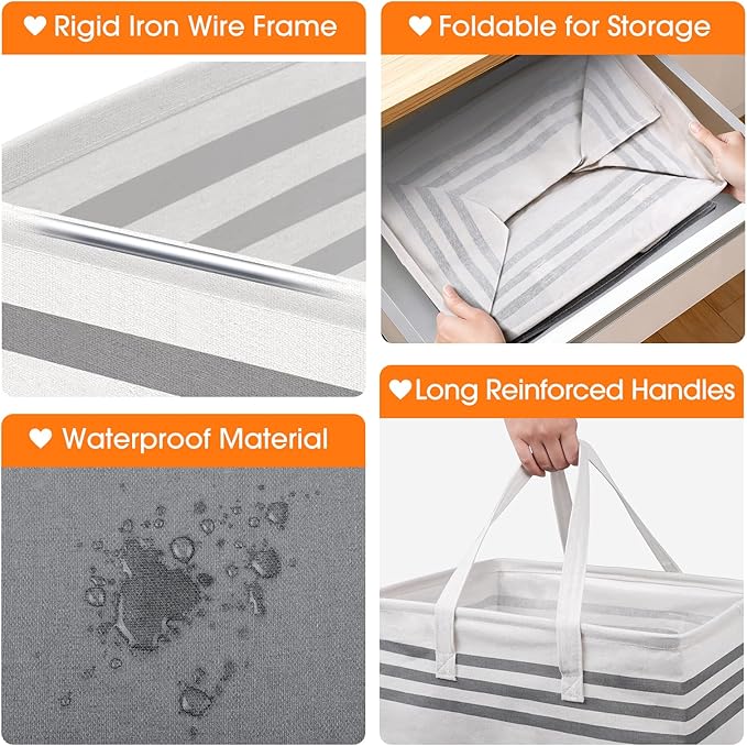 3 Pack Large Laundry Baskets, Laundry Hampers, Freestanding Waterproof