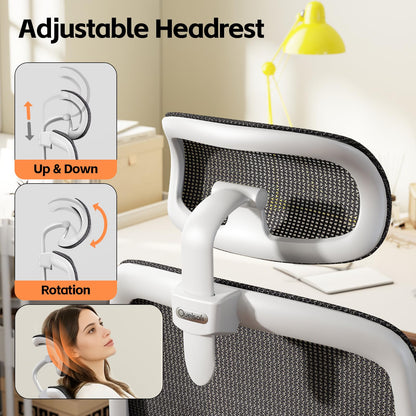 QuelSoft Ergonomic Office Chair, Home Office Desk Chairs, 3D Lumbar Support High Back Desk Chair, Comfortable Computer & Gaming Chair for Office & Home - Silver