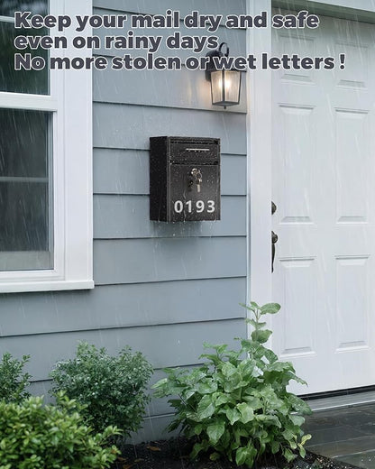 LAND·VOI Mailbox for Outside Wall Mount, Heavy Duty Rustproof, Anti-Theft Locking Mailbox with 4 Keys, Weatherproof for Residential & Apartment, 12.2"×9.5"×4.7", Black, Small