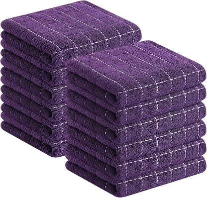 Homaxy 100% Cotton Terry Kitchen Towels, Checkered Designed, Soft and Super