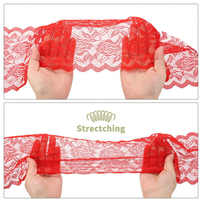 MECCANIXITY 6 Inch Wide 11 Yard Lace Ribbon Floral Pattern White Lace Trim Ribbon for Sewing Making, and DIY Crafts, Gift Wrapping, Bouquets, Wedding Decor