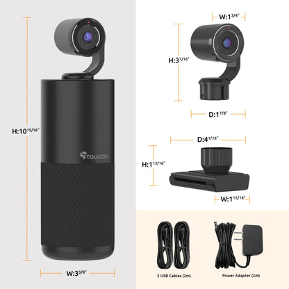 TOUCAN Conference HD Video Conference System, 1080P HD Camera, Speakerphone with 4 Microphones, Plug and Play USB Conference Camera for Zoom, Teams, Google Meet, Office and Home Office