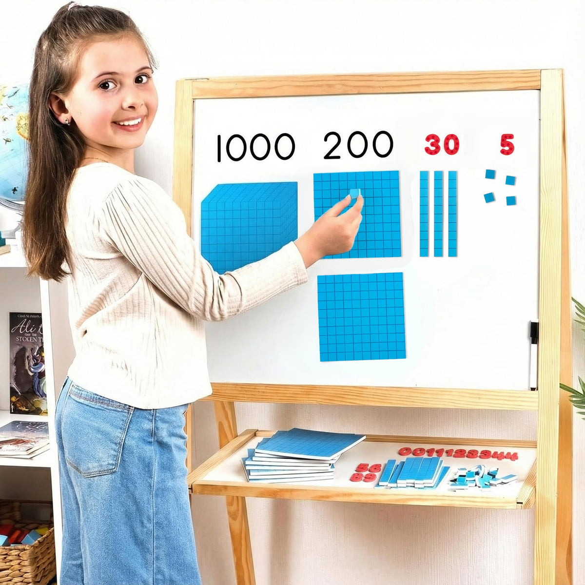 153 PCS Jumbo Magnetic Base Ten Blocks - Place Value Blocks - Math Manipulatives K-3 for Elementary Classroom, Number Blocks, Math Counters for Kids, Counting Cubes, Base 10 for 1st 2nd 3rd Grade
