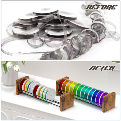 Invech Ribbon Storage Rack Desktop & Wall Mounted, 1Pcs Ribbon Holder for Craft Room, Flower Shop and Gift Packing