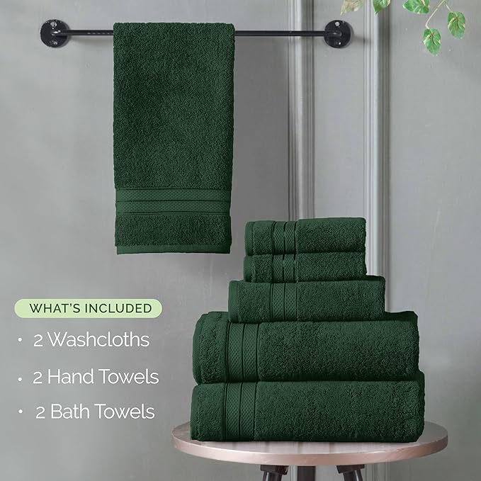 Elegant Comfort Luxury 6-Piece Towel Set, Premium Soft 100% Turkish Cotton