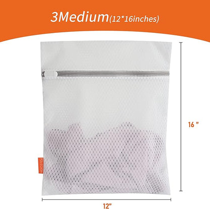 Polecasa 3Pcs 12 x 16 Inches Extra Durable 125g Diamond Mesh Laundry Bags
