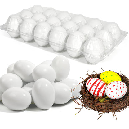JOYIN 36 Pcs Easter White Wooden Egg, Fake Eggs Plain Decorating for DIY Paint Your Own Egg Decor, Easter Craft, Basket Stuffers, School Activities Supplies