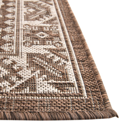 Rugs.com - Outdoor Aztec Rug – 5 Ft Square Brown Indoor/Outdoor Rug – Durable, Easy-Clean, Perfect for Patios and Porches