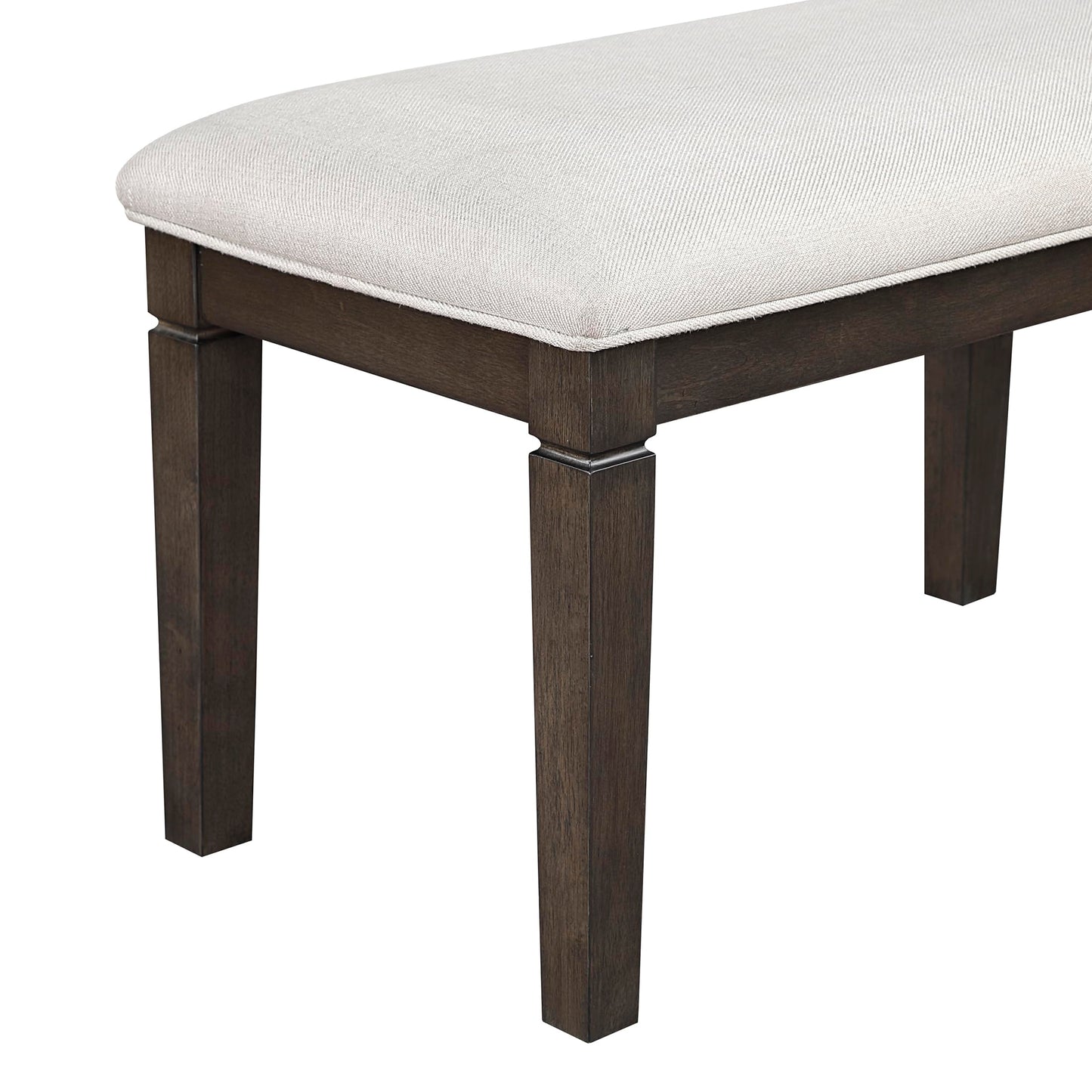 Lexicon Dining Bench with Padded Seat and Wooden Frame, 58" W Entryway Bench, Beige Textured Fabric Upholstered Dining Seat for Kitchen/Living Room, Easy Assembly, Dark Espresso