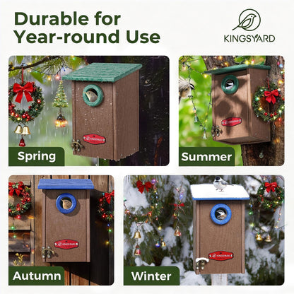 Kingsyard Recycled Plastic Bird House for Outdoors - Weatherproof Wren Bird Nesting with Predator Guard & Air Vents, Green
