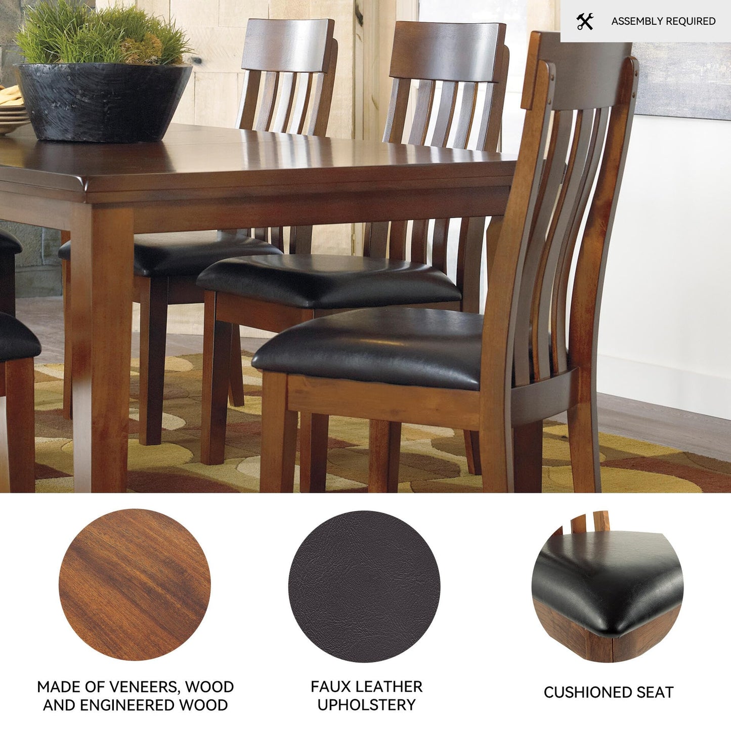 Signature Design by Ashley Ralene Rake Back 19" Dining Room Chair 2 Count, Medium Brown