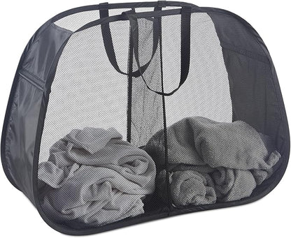 Seiritex Mesh Popup Laundry Hamper 2 Compartment, Collapsible Laundry Sorter