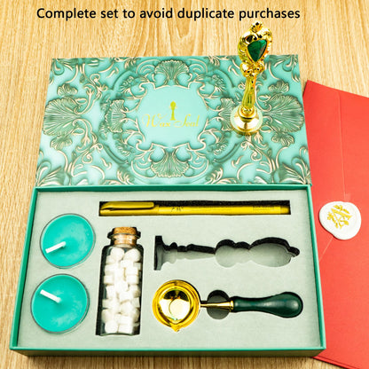 Letter Wax Seal Stamp, Ioggtser Alphabet R Wax Seal Stamp Set Including 1Pcs Copper Head with Iron Handle, 60 Pcs Wax Seal Beads, 1Pcs Wooden Melting Spoon, 2Pcs Candles, 1Pcs Wax Seal Pen