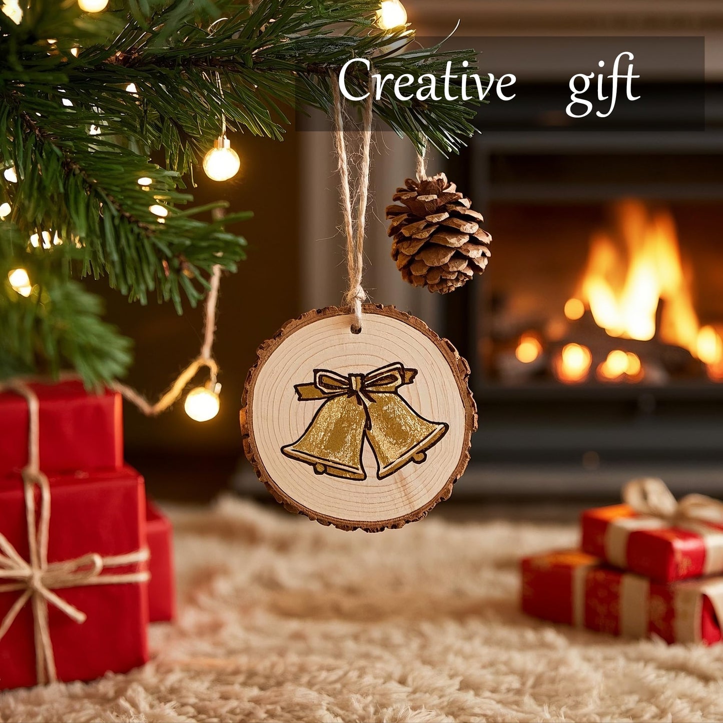 Unfinished Natural Wooden Slices 80 Pcs 3.2-4 Inch Wood Circles for Crafts DIY Christmas Ornament Craft Wood Kit with Bit,Blank Round Wood Slice with Bark for Art,Painting,Party (80)