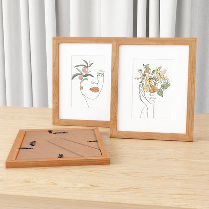 8x10 Picture Frame, Solid Wood Cherry Wood Photo Frame 8 x 10 with Tempered Real Glass, 8x10 Frame Matted to 5x7, Rustic Wooden Frame 8 by 10 for Wall & Tabletop Display (Natural Cherry Color, 3 Pack)