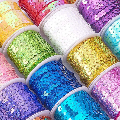 Zhiheng 100 Yards 6mm Round Flat Sequin Trim Spangle Paillette Sequins Roll Sequin String Ribbon Roll for Crafts Fringe Sewing Embellishments Costume Accessories (Red)