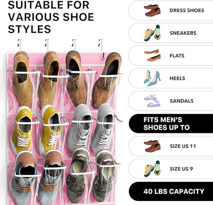 Simple Houseware 24 Pockets Large Clear Pockets Over The Door Hanging Shoe
