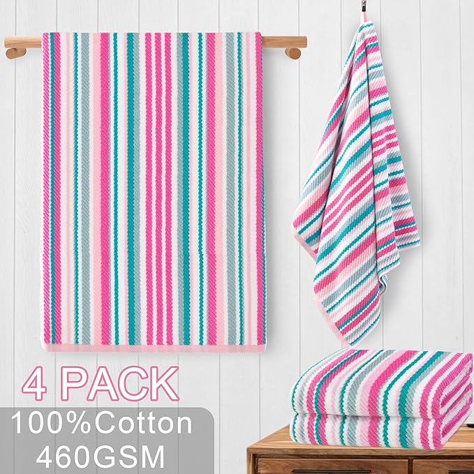 VOOVA & MOVAS Cotton Bath Towels Set of 4, Soft & Absobent & Lightweight