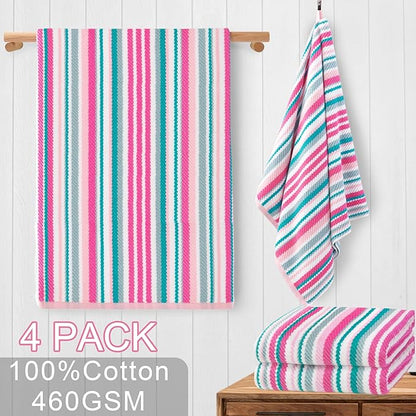 VOOVA & MOVAS Cotton Bath Towels Set of 4, Soft & Absobent & Lightweight