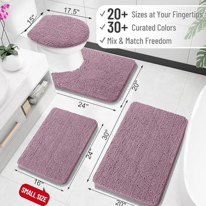 OLANLY Large Bathroom Rugs 40x24, Extra Soft Absorbent Chenille Bath Rugs, Rubber Backing Quick Dry, Machine Washable Bath Mats for Bathroom Floor, Tub and Shower, Home Decor Accessories, Deep Plum