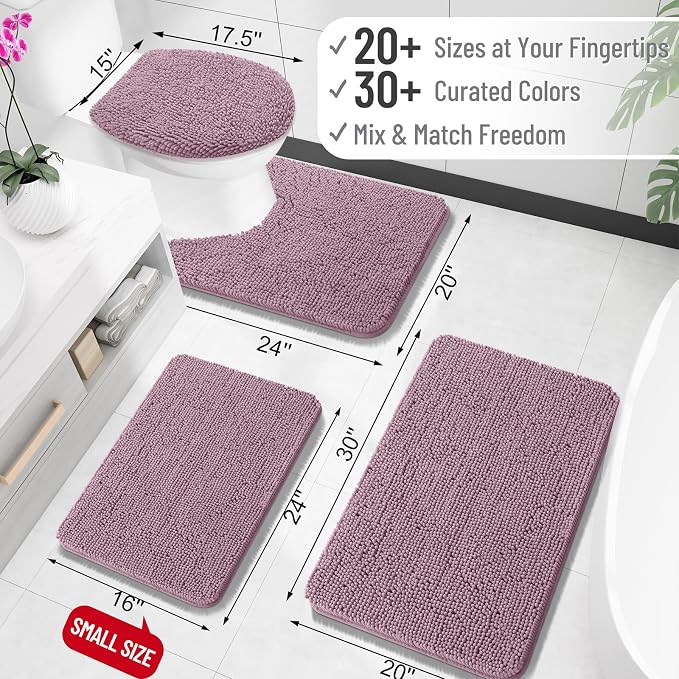 OLANLY Large Bathroom Rugs 70x46, Extra Soft Absorbent Chenille Bath Rugs, Rubber Backing Quick Dry, Machine Washable Bath Mats for Bathroom Floor, Tub and Shower, Home Decor Accessories, Deep Plum