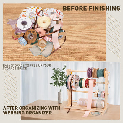 PUNLUXU Ribbon Storage Rack Spool Holder Organizer Sewing Craft Wreath Mesh Crochet Thread Tulle Roll Washi Tape Craft Florist Wrapping，15.7 in