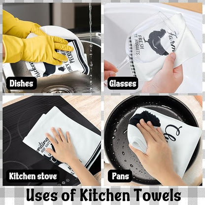 R HORSE 5Pcs Funny Chicken Kitchen Dish Towel Set Absorbent Quick Dry Cloth