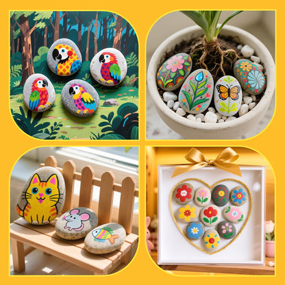 Simetufy 45Pcs Large Rocks for Painting 3-4inch Natural River Stones for DIY, Art & Crafts, Smooth Flat Rock Bulk for Adults, Children, Kindness Rocks Garden Decoration