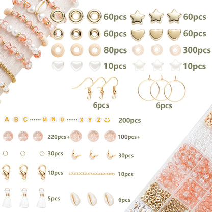 Xylise 6mm/8mm Crackle Glass Beads Bracelet Making Kit Crystal Glass Beads Jewelry Making Kit, Friendship Bracelet kit for DIY Crafts Gifts