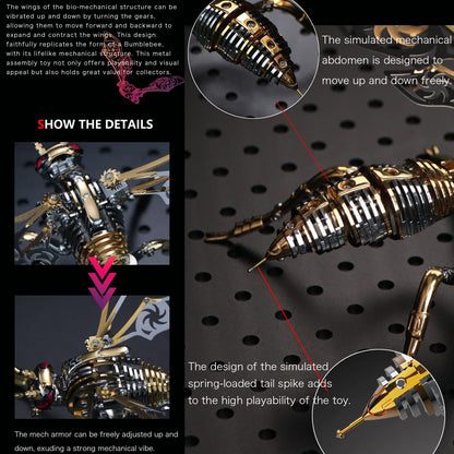 3D Metal Wasp Puzzles for Adults Model Kits Mechanical Puzzle Building Blocks, Difficult DIY for Assembly Gifts for Men (Steel)
