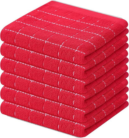 Mordimy 100% Cotton Terry Cloth Dish Cloths, Soft and Absorbent Checkered Dish