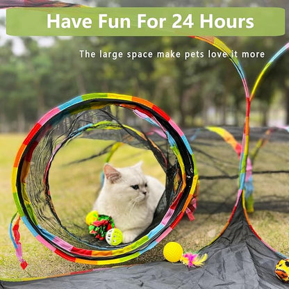 Outdoor Cat Enclosures, Cat Playground Portable Catio Mesh Tent, Outside Circle Playpen Tunnel for Kitty, Rabbit, Puppy and Small Animals
