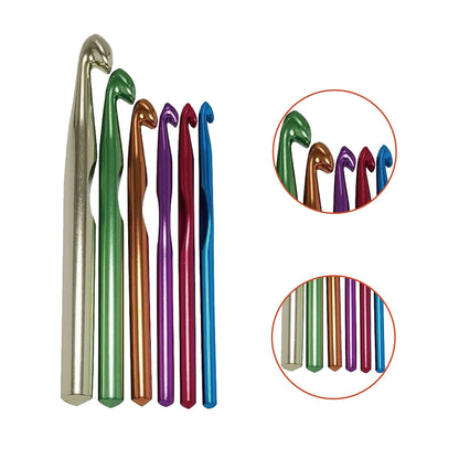 Large Aluminum Crochet Hooks Set 7mm, 8mm, 9mm,10mm, 12mm, 15mm, Big Standard Size Crochet Hooks
