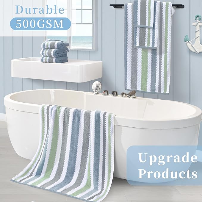 Waffle Hand Towels, Durable Striped Hand Towel