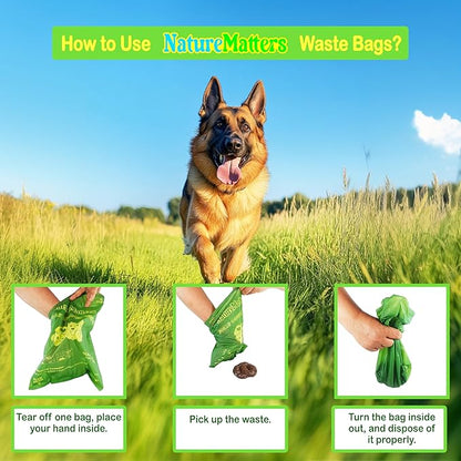 Cornstarch-Based Dog Waste Bags – TÜV Austria Certified Materials | Strong & Leakproof | Eco-Friendly Pet Cleanup | 10% Donated to Charity | 120 Count