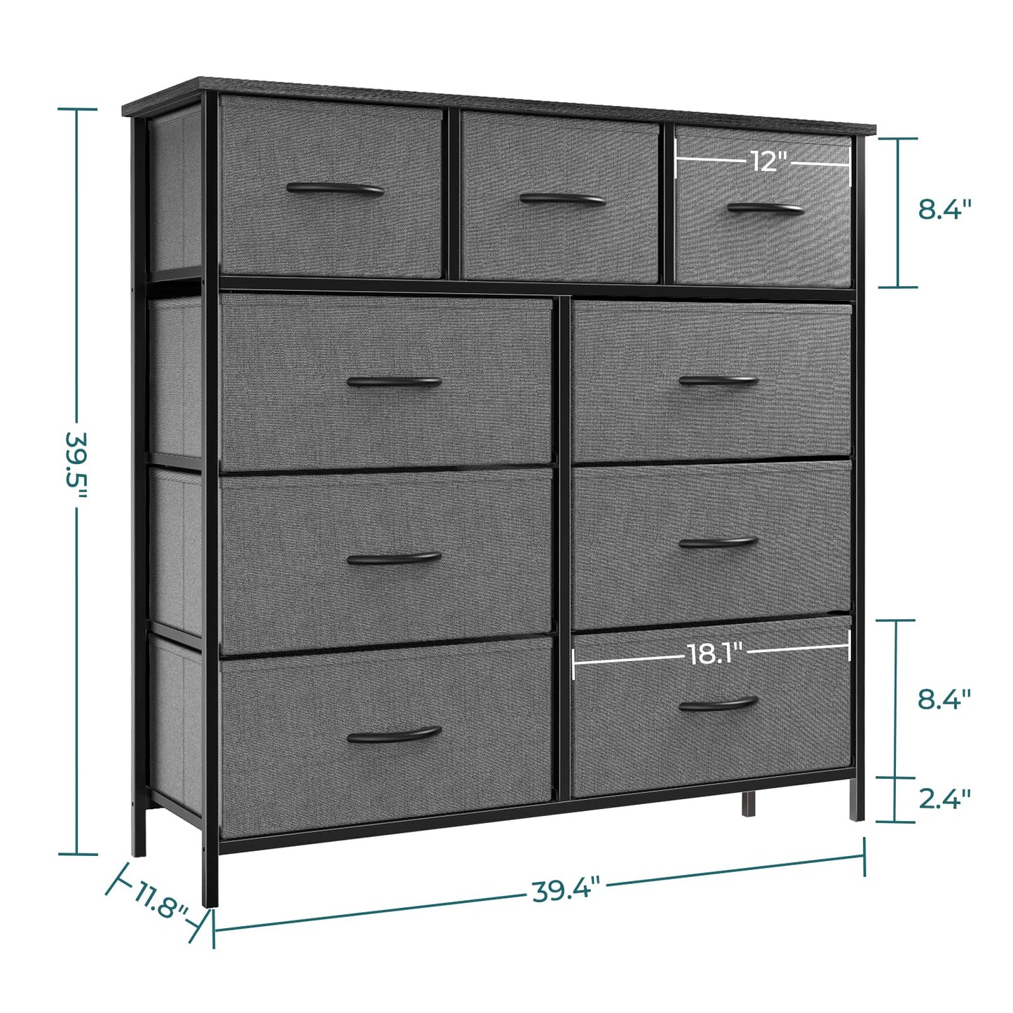 Atilioo Dresser for Bedroom with 9 Drawers, Anti-Tip Fabric Storage Tower