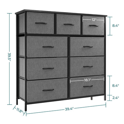 Atilioo Dresser for Bedroom with 9 Drawers, Anti-Tip Fabric Storage Tower