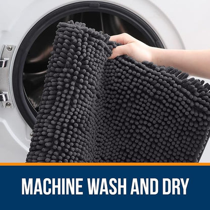 OLANLY Large Bathroom Rugs 44x32, Extra Soft Absorbent Chenille Bath Rugs, Rubber Backing Quick Dry, Machine Washable Bath Mats for Bathroom Floor, Tub and Shower, Home Decor Accessories, Dark Grey