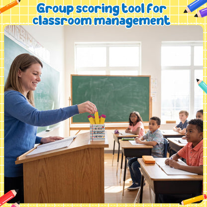 CJiangpo 51Pcs Back to School Pencil Flip Name Sticks with Wooden Notebook Line Holder, Talking Flip Name Sticks for Classroom Management Educational Learning Activity Grouping Back to School Supply